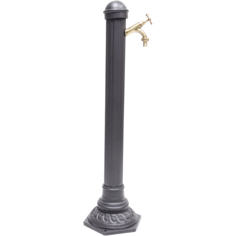 Fontana a colonna Pandora per casa giardino colore grigio ghisa con rubinetto in ottone a scelta : brunito
