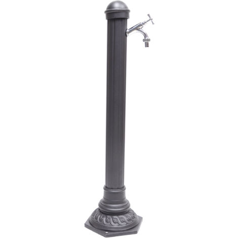 Fontana a colonna Pandora per casa giardino colore grigio ghisa con rubinetto in ottone a scelta : cromato