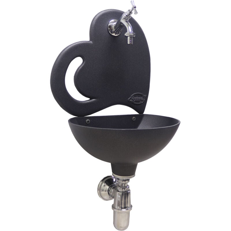 Fontaine murale Afrodite pour jardin extérieur avec robinet et siphon avec bonde en laiton chromé