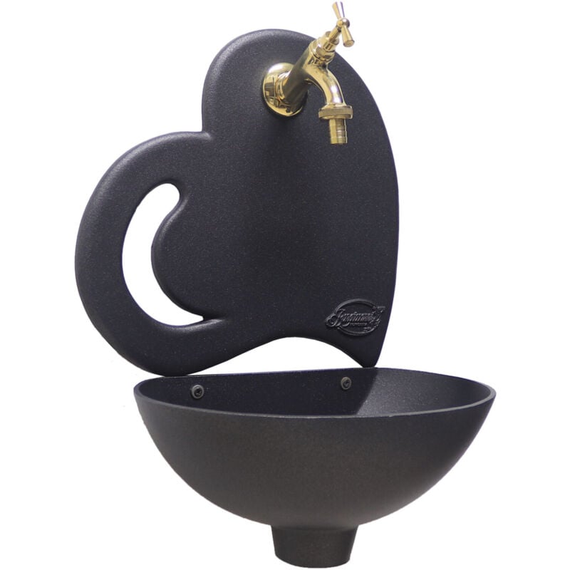 Fonderia Bongiovanni - Fontaine murale d'extérieur de jardin Afrodite avec robinet en laiton poli