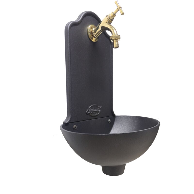 Fontaine murale Malta de couleur en fonte pour la maison et le jardin avec robinet en laiton finition au choix : poli