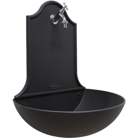Fontana a muro  Marbella colore ghisa per casa giardino con rubinetto cod.303C in ottone cromato