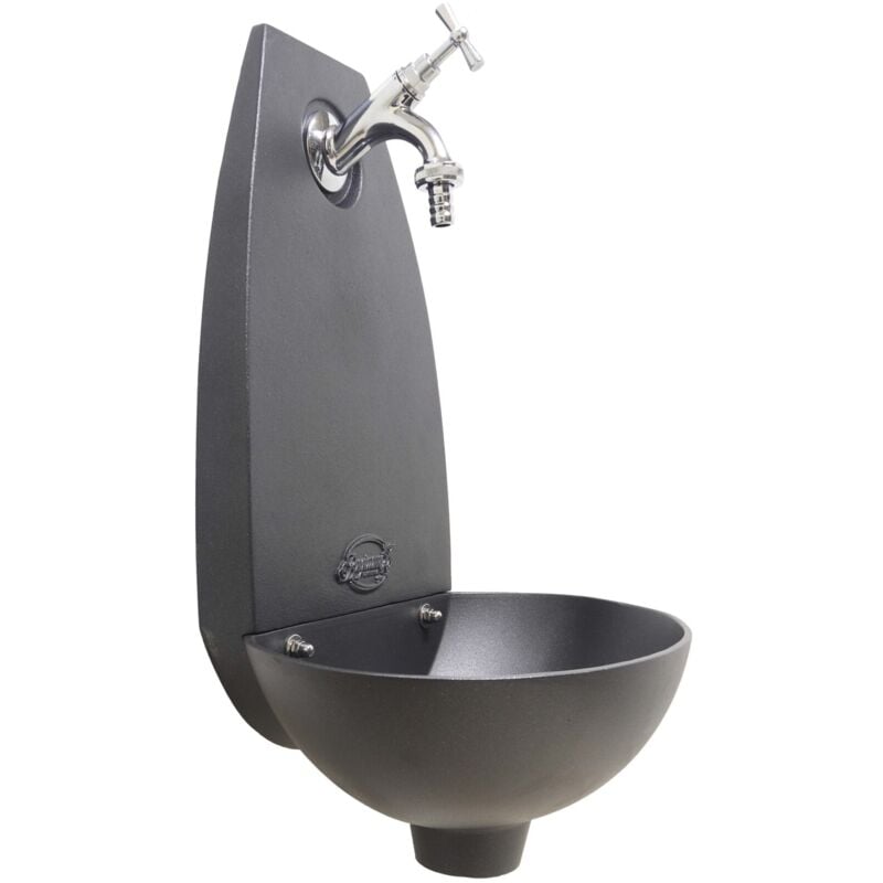 Fontaine murale Tebe couleur fonte pour maison et jardin avec robinet, finition au choix : chromè