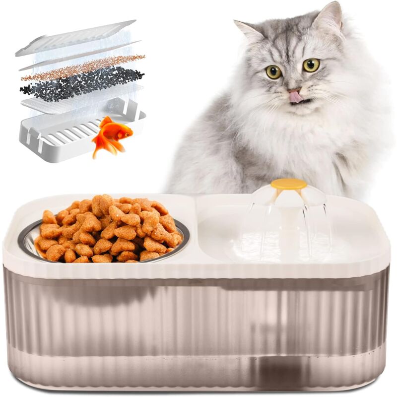 Image of Fontana automatica per gatti ultra silenziosa, abbeveratoio per mangiatoia per animali domestici, pompa intelligente per fontana per cani, 3 litri