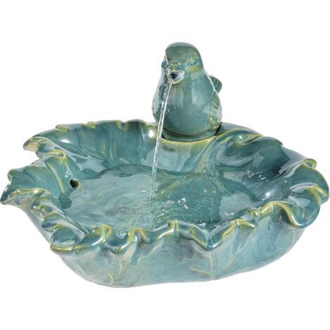 Fontana Ceramica con Decoro Uccellino Ø40,5 cm colore Verde