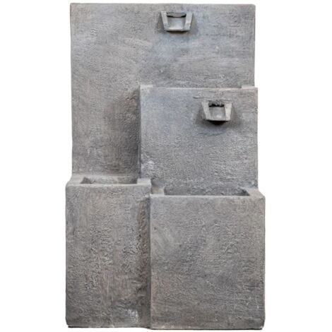 fontana da esterno a due vasche con portavaso e pompetta per ricircolo acqua 42x40x70 cm
