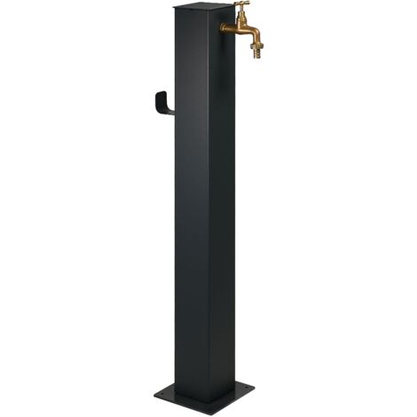 Fontana da Giardino Design a Colonna Quadrata Rubinetto in Ottone e Base 5 mm Antracite