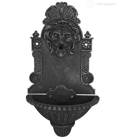 fontana in ghisa a parete mod Leone cm 41x77 h senza rubinetto verde antracite