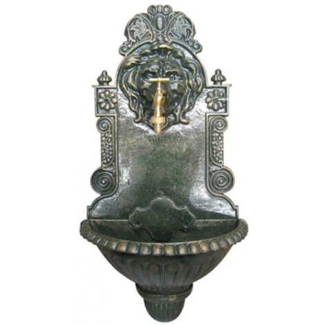 FONTANA IN GHISA LEONE ANTICHIZZATA CON RUBINETTO COLORE VERDE O GRIGIO