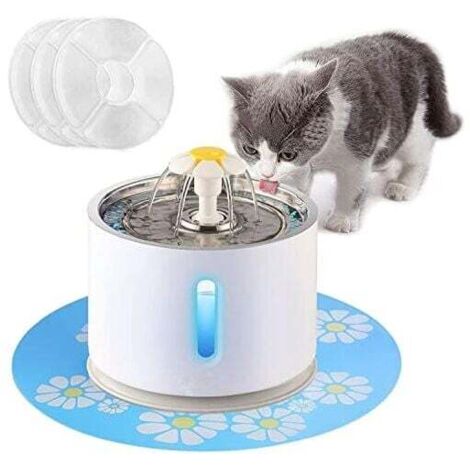 Fontana per gatti con sensore di movimento per animali domestici, fontana per cani e gatti da 2,4 l con finestra per il livello dell'acqua e luce LED per avviso di mancanza d'acqua