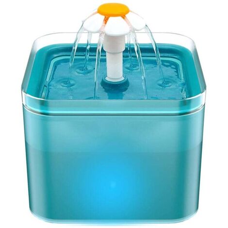 Fontana per gatti, fontana per gatti ultra silenziosa, fontana con luce LED, 2 litri, filtrazione multipla Fornisce acqua corrente, tre modalità di flusso