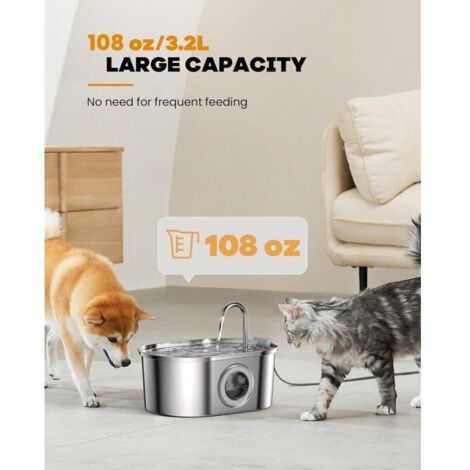 Fontana per gatti in acciaio inox, fontana per gatti con finestra trasparente, fontana per gatti da 3,2 litri, a forma di rubinetto