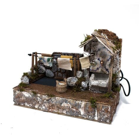 Fontana per Presepe con Lavatoio Panni Stesi 33x18 cm 11511