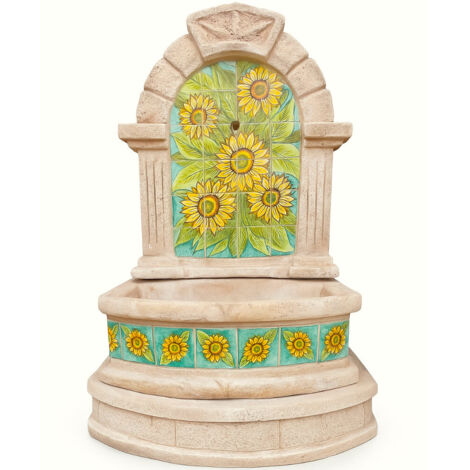 Fontana spagnola modello girasoli maiolica h120xl80xp45 cm cemento effetto pietra