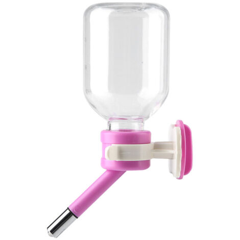 Fontanella portatile per cani o gatti, con bottiglia d'acqua sospesa (150 ml, rosa)