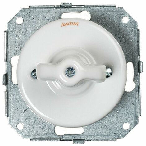 Fontini – Interrupteur va et vient en porcelaine blanche 31308173 – 10A 250V – Mode de fixation par vis – Compatible câbles 1,5-2,5mm²