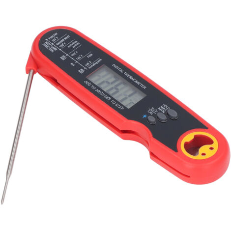 Food Thermometer Folding Waterproof Electrical Meat Thermometer Probe Quick Temperature Measurement for Grill Cooking Red