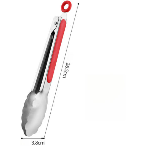 Food tongs, stainless steel non-slip tongs, steak tongs, barbecue tongs, heat-resistant tongs, baking tongs, high temperature resistant, barbecue tongs, cooking tongs, with hanging rings, 2-pack - 9 i