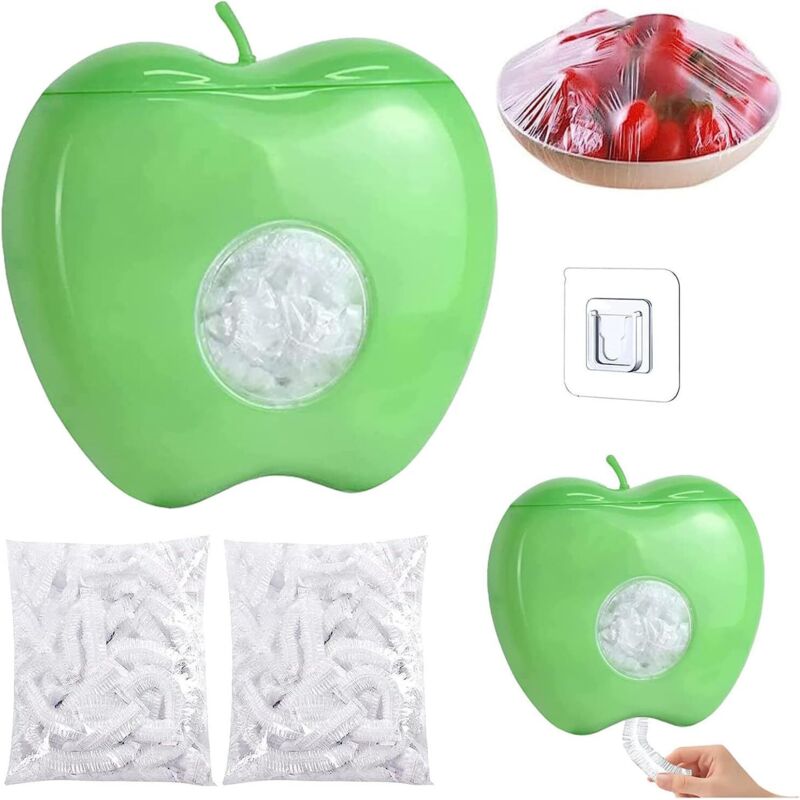 Woiyic Food Wrap Storage Box With 200 Food Cover Bags, Food Wrap Set, Food Wrap Dispenser, Wall-mounted Plastic Bag Storage