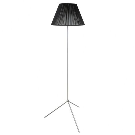 Foot De Salon 1xe27 Argento con Paralume Filo Nero 40x40x150 Cm