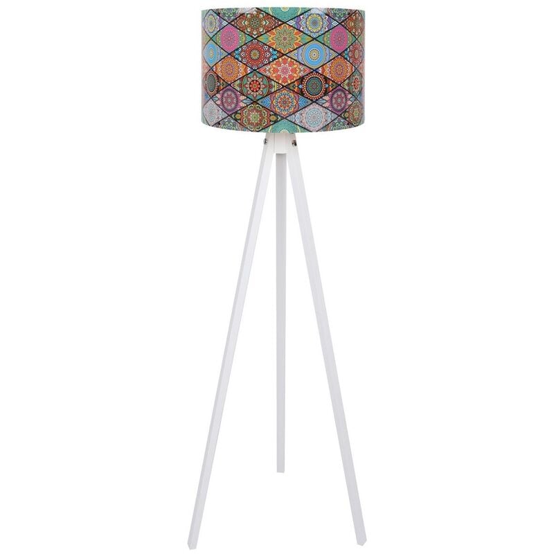 Lampadaire, large abat-jour multi, avec mdf, blanc, collection Tanganyika, 38x38x145, prise e 27 Max 45 - 6