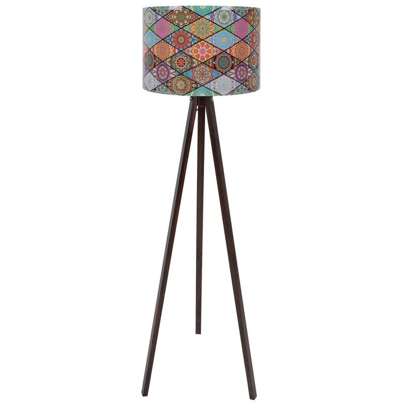 Lampadaire, large abat-jour multi, avec mdf, noir, collection Tanganyika, 38x38x145, bases e 27 Max 45 - 6