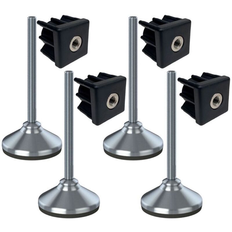 Foot level - HX - 12x150x80mm - Stainless steel - Anti-vibration rubber - Plastic inserts