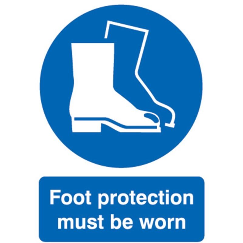 Sitesafe - Foot Protection Must Be Worn Rigid pvc Sign - 210 x 297mm