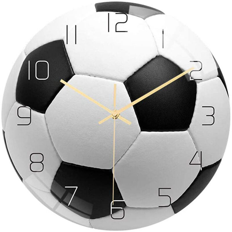 Football Acrylique Silencieux Horloge Murale Chambre Salon RéVeil Anniversaire les Cadeaux de NoëL PréSent pour Enfants Chambre DéCor