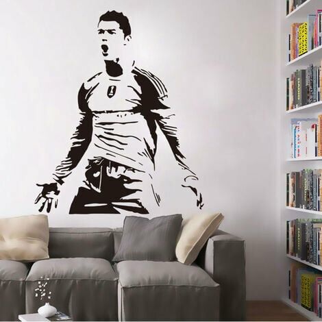 Football Cristiano Ronaldo Vinyle Stickers Muraux Football Athlète Ronaldo Stickers Muraux Art Mural pour Chambre D'enfant Chambre Décor Z0683,26 État Gris,110x119cm pratique
