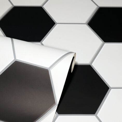 Football Mono Black White Boys Bedroom Man Cave Nursery Childrens Wallpaper [FULL ROLL - Football Print 909201]