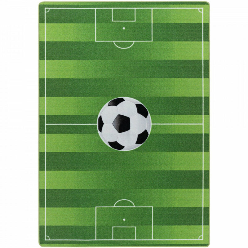 Tapis pour Enfant Lavable - Tapis Chambre Enfant FOOTBALL (Vert - 100x150cm)