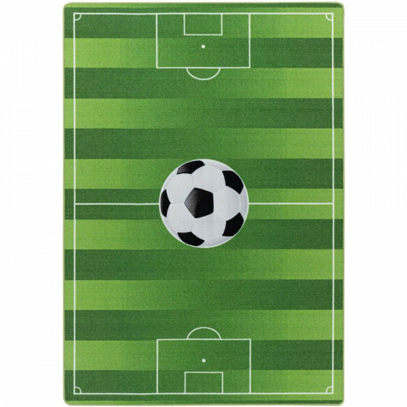 Tapis pour Enfant Lavable - Tapis Chambre Enfant FOOTBALL (Vert - 120x170cm)