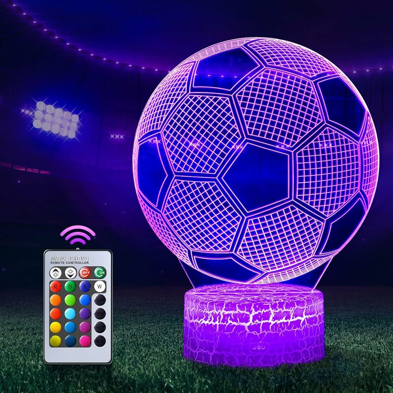 Football veilleuse, 3D led Lampe Optique Illusion Veilleuse Enfant, Illusion Soccer Effet nuit pour Chambre Chevet Table de Fille Fils Cadeau