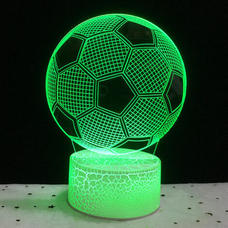 Football Veilleuse, 3d Led Lampe Optique Illusion Veilleuse Enfant, Illusion Soccer Effet Nuit Pour Chambre Chevet Table De Fille Fils Cadeau Anniversaire Surprise Deco Ambiance Créatif 7 Cou