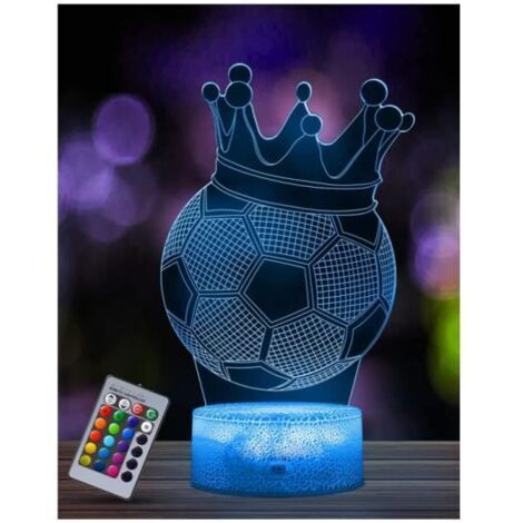 Football Veilleuse pour Enfants, Lampe Illusion 3D Pépinière LED Lumière, Télécommande 16 Couleurs Changeantes Dimmable,