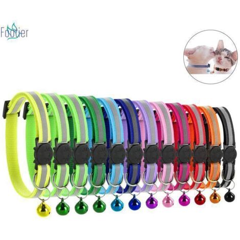 FOOTIER 12 Pièces Collier de Chat, Collier Anti-étranglement pour Chat Collier pour Chat avec Sangle Réfléchissante et Cloche