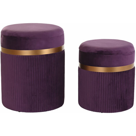 Footrest Set 2 Polyester MDF 39x39x49 MDF Polyester Samt Material Multicolor -Farbfamilienfamilie Schuhkissen und Fußstützen Details