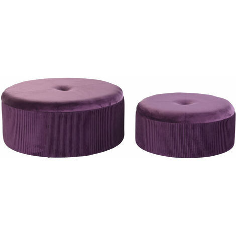 Footrest Set 2 Polyester MDF 70x70x28 MDF Polyester Samt Material Multicolor -Farbfamilie Schuhkissen und Fußstützen Details