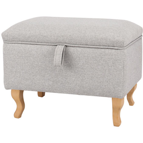 main image of "Footstool Storage Box Unit Bench Chair Ottoman Pouffe Seat Foot Rest Stool Light Grey"