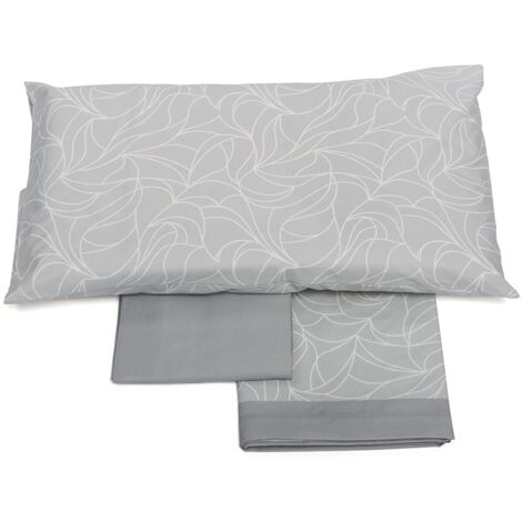 Foppapedretti Notte & Natura Completo letto singolo 1P, lenzuolo sopra, lenzuolo angolo sotto e federa Onda Perla 100% cotone, Made in Italy