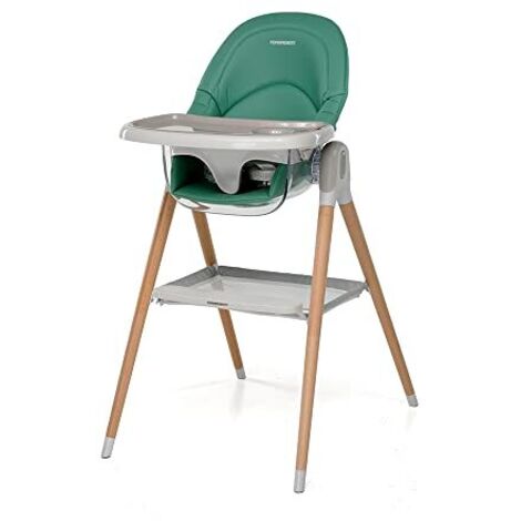 Foppapedretti Seggiolone Baby Sedia Bonito 2in1 in Legno Faggio, Reclinabile e Regolabile - Green