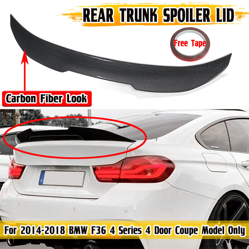 For BMW F36 4 Series 2014-2018 PSM Style Carbon Fiber Look Rear Trunk Spoiler Lid