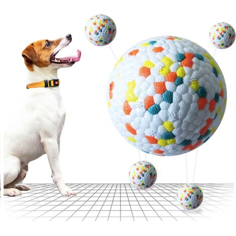 For Dogs , Rubber Dog Ball, Indestructible Dog Ball, Hard Rubber Toy for Chewing, Cleaning Teeth, Playing, Training (1 Yellow Dot)