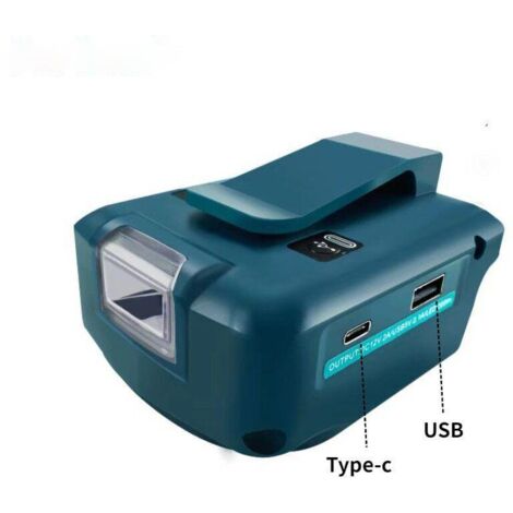 For Makita Models with Type-C, Inverter Power Supply, 3 Brightness Modes Practical Battery Inverter with Camping Belt Buckle