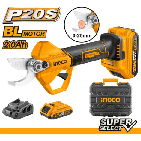 FORBICE CESOIA DA POTA A BATTERIA 20V 2,0 Ah CON MOTORE BRUSHLESS FORBICI INGCO