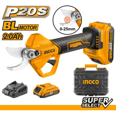 FORBICE CESOIA DA POTA A BATTERIA 20V 2,0 Ah CON MOTORE BRUSHLESS FORBICI INGCO