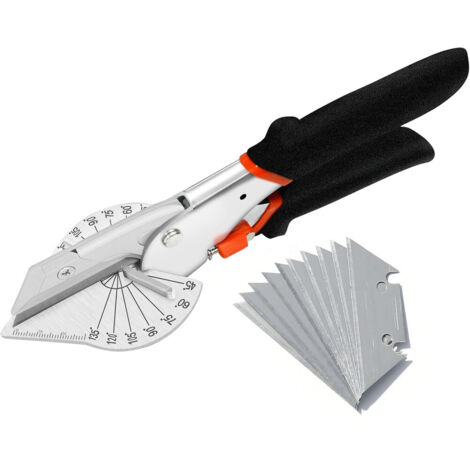 Forbici angolari GABRIELLE - Forbici angolari multi-angolo da 45-135 gradi, forbici da elettricista versatili per tagliare sughero, plastica, PVC, include 10 lame di ricambio