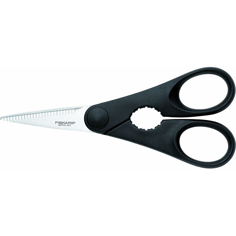 Image of Fiskars - Essential Forbici da Cucina con Svita Tappi, Nero, 20 x 8.8 x 1.2 cm