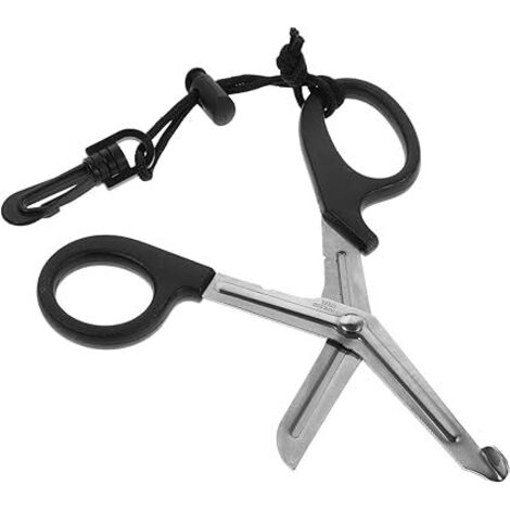 Forbici da sub in acciaio inox con corda di salvataggio - Accessori per immersioni, per la sicurezza dei subacquei e per un utilizzo portatile - Ideali per tagliare detriti subacquei e piante acquatic